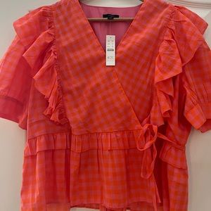 NWT J. Crew NWT Orange Ruffle Wrap Top